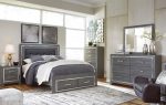 Lodanna Gray LED Footboard Storage Bedroom Set Online Hot Sale