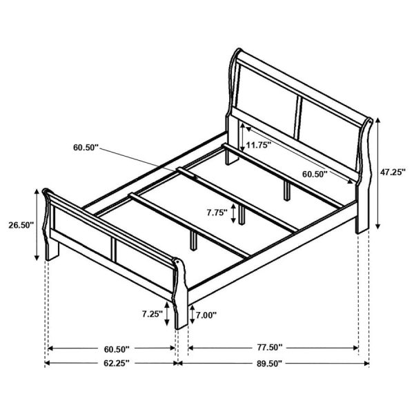 Louis Philippe Brown Queen Bed Online now