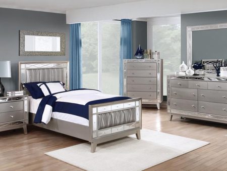 Leighton Silver Twin Bed 5 Pc Set Cheap