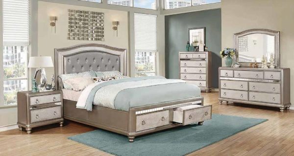 Bling Game Silver Eastern King Bed 4 Pc Set Supply