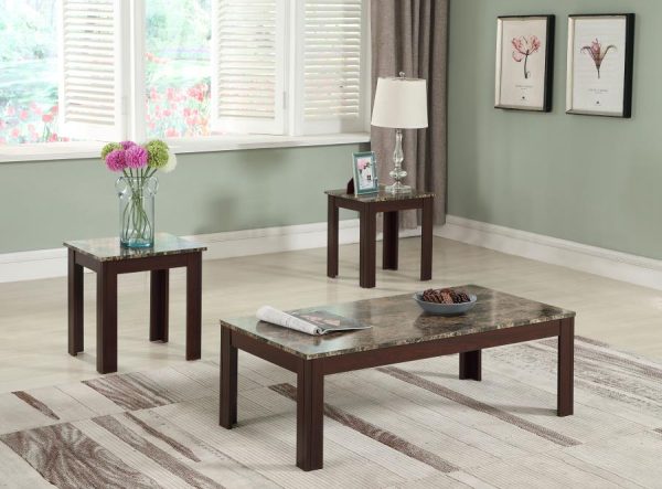 Rhodes Brown 3 Pc Coffee Table Set Sale