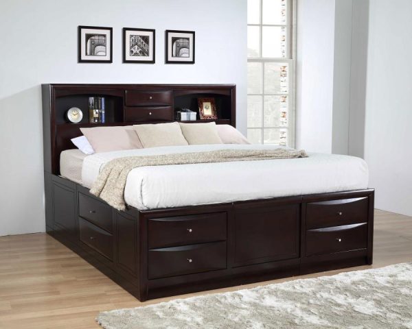 Phoenix Brown Eastern King Storage Bed Online Hot Sale