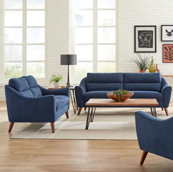 Gano Blue 2 Pc Sofa Set Cheap