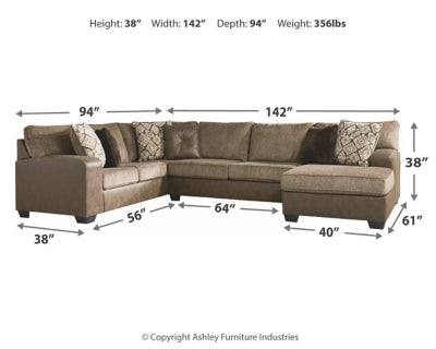 Abalone 3-Piece Sectional with Chaise For Cheap