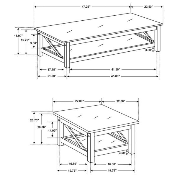 Rachelle Brown 3 Pc Coffee Table Set For Discount