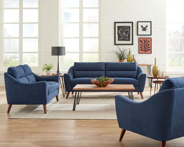 Gano Blue 3 Pc Sofa Set For Cheap