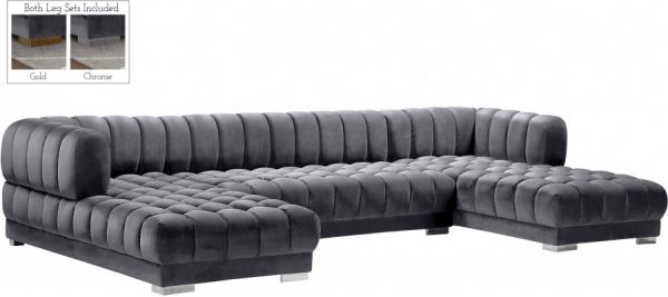 Gwen Velvet 3pc. Sectional Sale