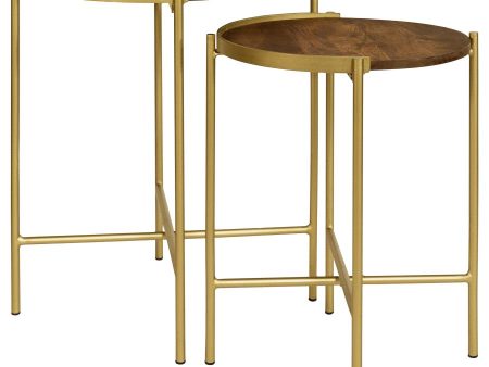 Malka Brown 2 Pc Nesting Table For Sale