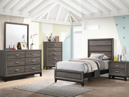 Watson Grey Twin Bed 4 Pc Set For Sale