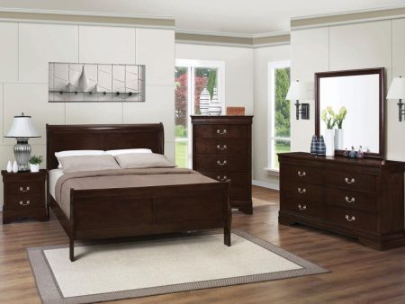 Louis Philippe Brown Eastern King Bed 4 Pc Set For Sale