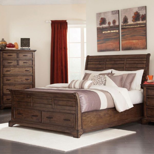 Elk Grove Brown Eastern King Storage Bed Fashion