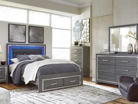 Lodanna Gray LED Footboard Storage Bedroom Set Online Hot Sale