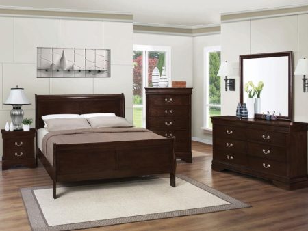 Louis Philippe Brown Full Bed 5 Pc Set For Sale