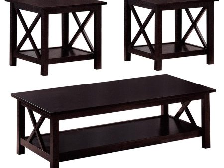 Rachelle Brown 3 Pc Coffee Table Set For Discount