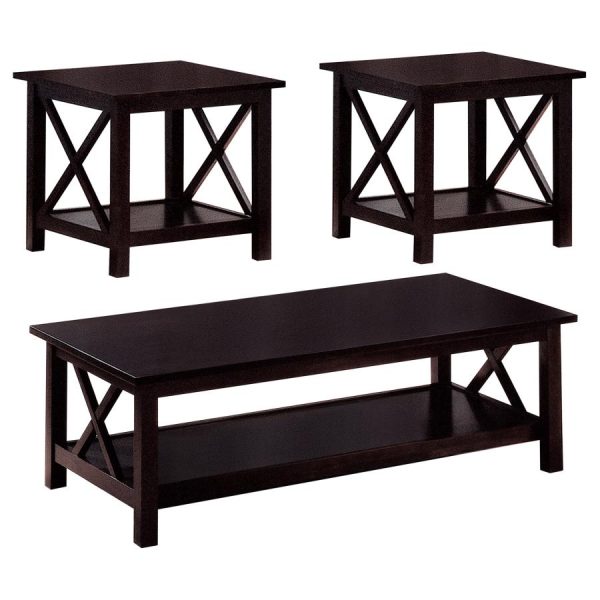 Rachelle Brown 3 Pc Coffee Table Set For Discount