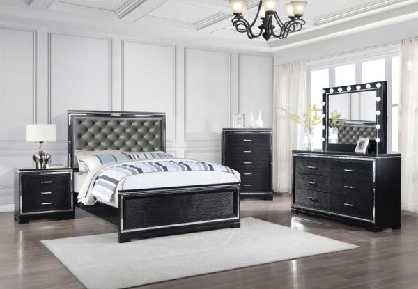 Cappola Black California King Bed 5 Pc Set For Discount