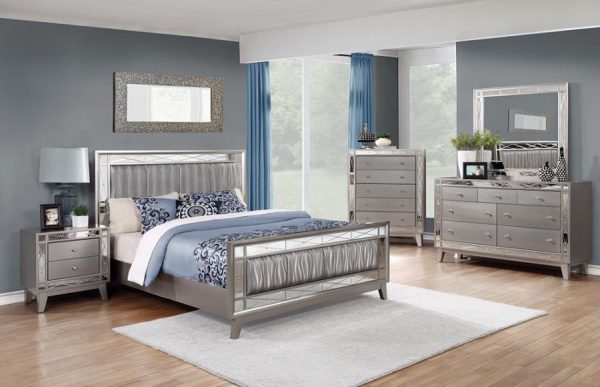 Leighton Silver Queen Bed 4 Pc Set Online