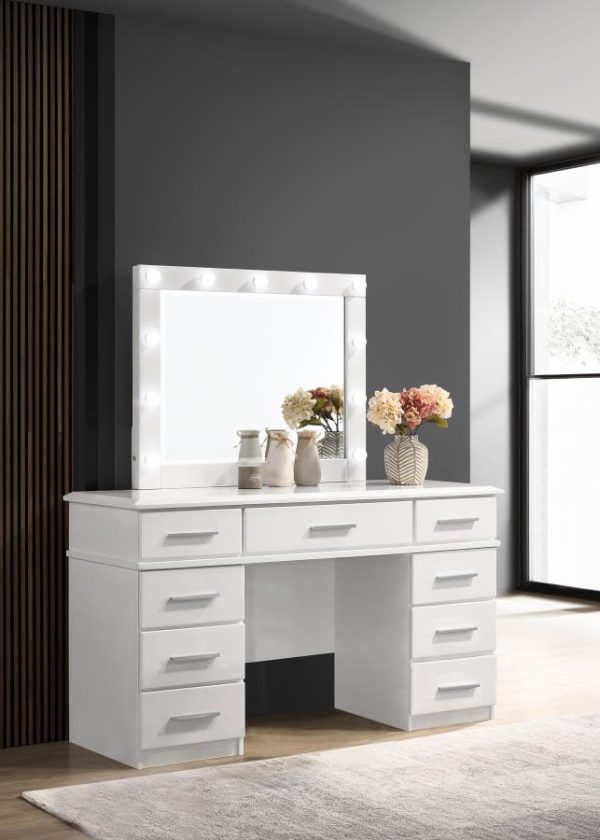 Felicity White Vanity Table & Mirror For Discount