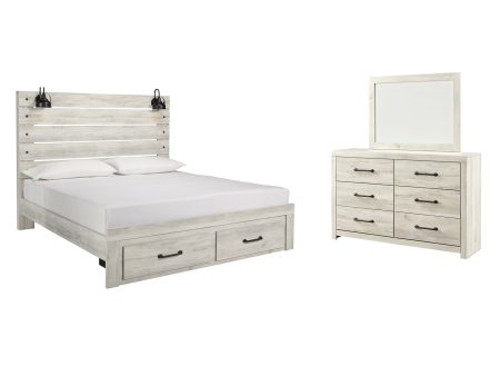 Cambeck King Panel Bed with 2 Storage Drawers with Mirrored Dresser Online now