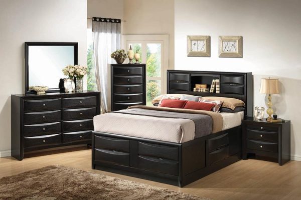 Briana Black Eastern King Storage Bed Discount