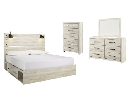 Cambeck King Panel Bed with 2 Storage Drawers with Mirrored Dresser, Chest and Nightstand Hot on Sale