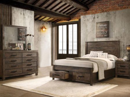 Woodmont Brown Queen Bed 4 Pc Set Fashion