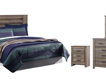 Zelen Queen Full Panel Headboard Bed with Mirrored Dresser and 2 Nightstands Sale