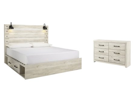 Cambeck King Panel Bed with 4 Storage Drawers with Dresser For Sale