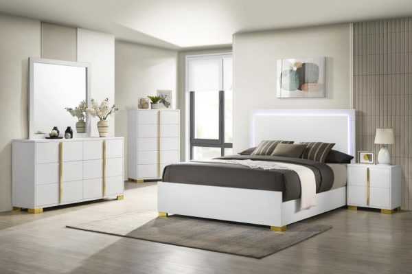 Marceline White Queen Bed 5 Pc Set For Cheap