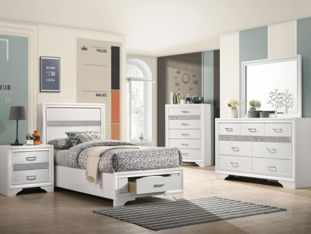 Miranda White Twin Bed 5 Pc Set For Sale