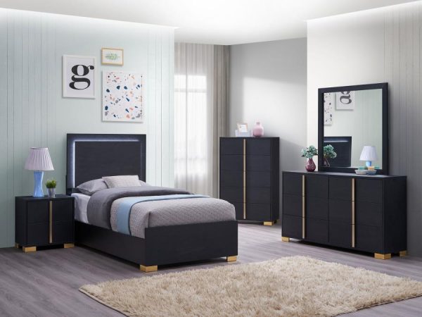 Marceline Black Twin Bed 5 Pc Set Online Hot Sale