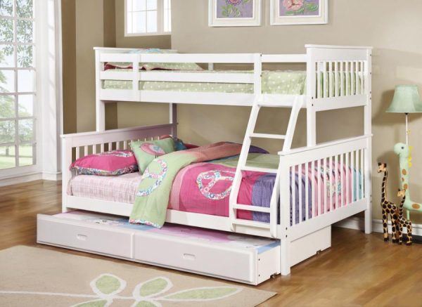 Chapman White Twin   Full Bunk Bed Fashion