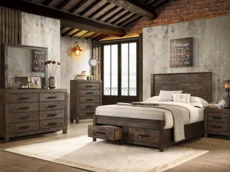 Woodmont Brown Eastern King Bed 5 Pc Set For Cheap